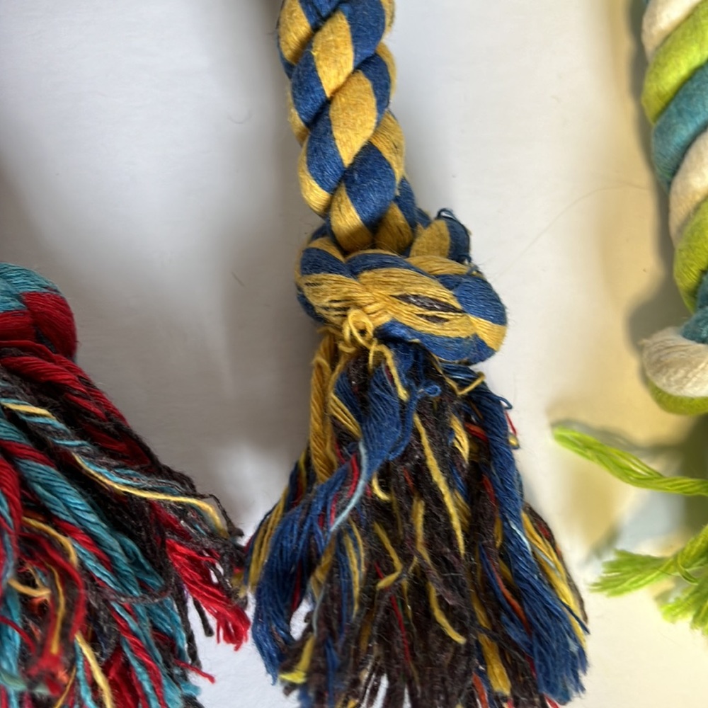 Dog Rope Bone 2 Knots Chew Toys Bundle of 4 Rope Bones - Picture 5 of 8